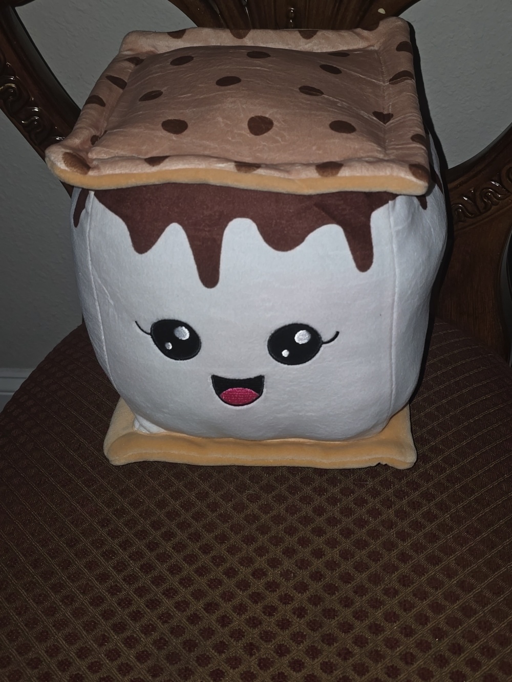 Plush S'mores Party Pillow - White/Brown Cute Marshmallow Plush for Kids